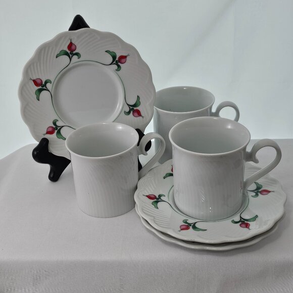 Dansk Rosebud Cup Saucer 3-1/4" floral 8oz romantic elegance tea coffee sets (3) - Picture 8 of 10